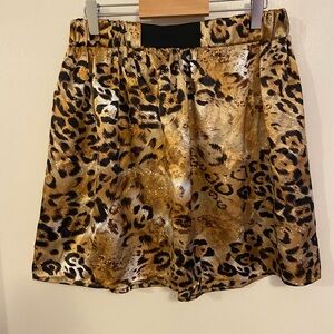 Leopard Print Satin Skirt